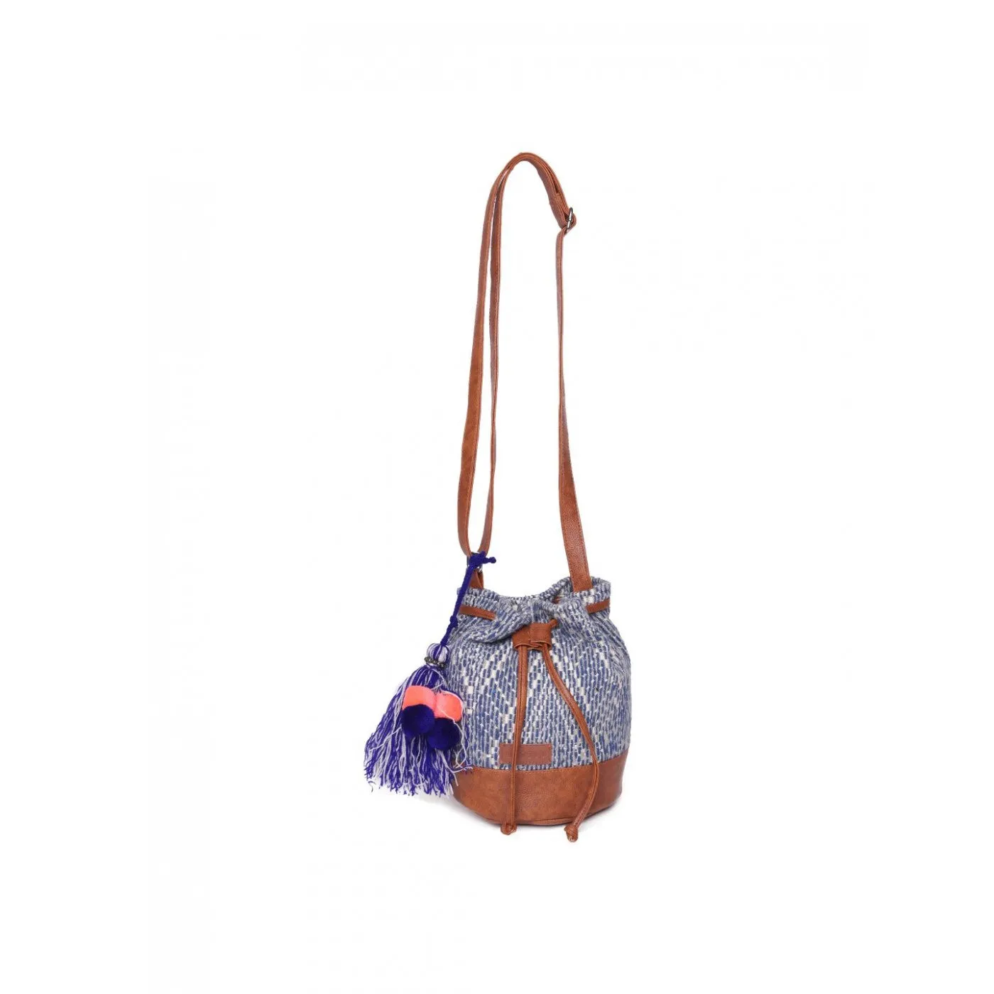 Women Multi Aztec Jacquard Sling Bag With Drawstring Closure