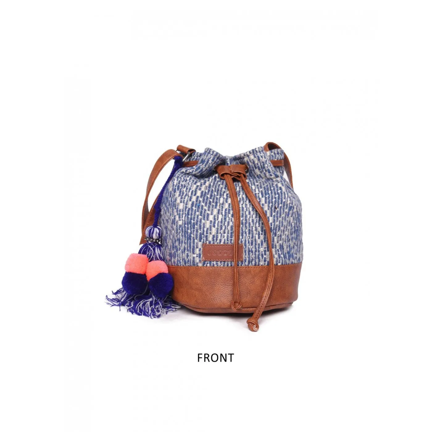 Women Multi Aztec Jacquard Sling Bag With Drawstring Closure