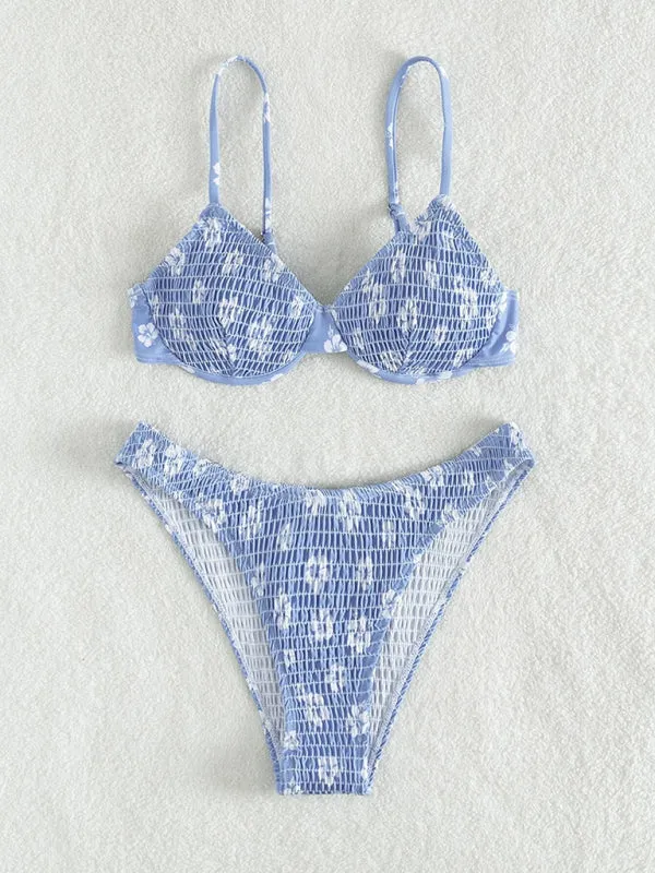 Women's Sexy Floral Crepe Underwire Classic Bikini