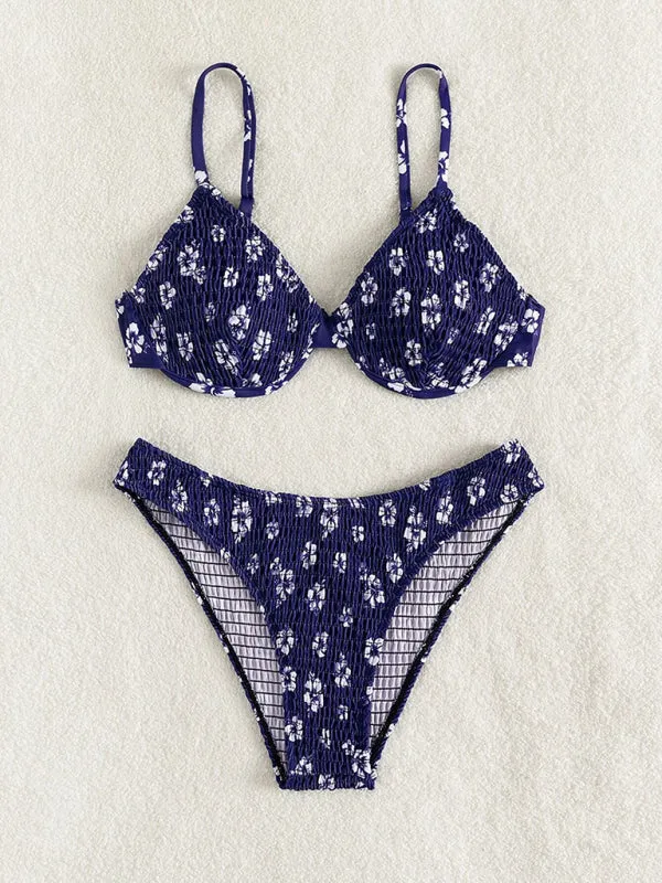 Women's Sexy Floral Crepe Underwire Classic Bikini